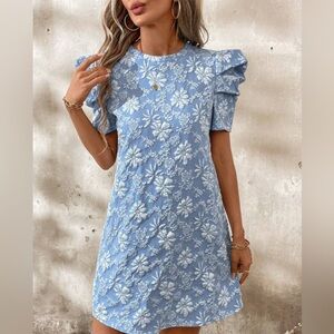 NWT SHEIN Floral Blue Dress